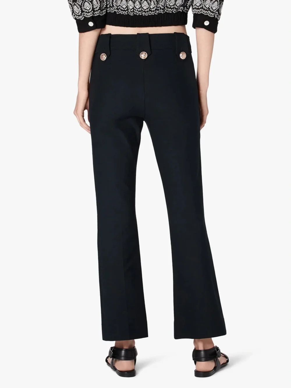NWT Derek Lam 10 Crosby Robertson Crop Flare Trouser size 8 in Midnight Navy